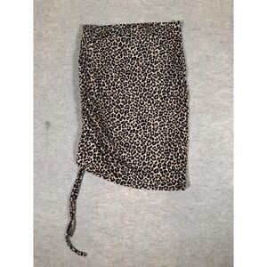 Stowaway Collection Skirt Womens L Brown Leopard Maternity Ruched Drawstring